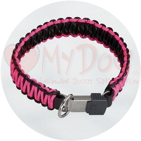 Herm Sprenger Black and Pink Reflecting Paracord Collar